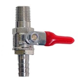 METAL 1/4" NPT x 5/16" BARB SHUT-OFF W/CHECK VALVE