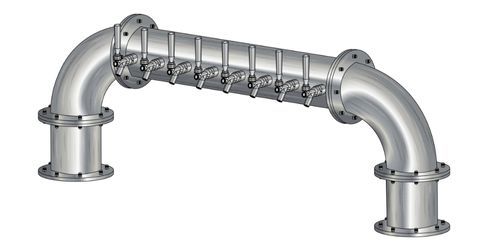 8 TAP BRUSHED SS 6" Dia. GOLDEN GATE "U" TOWER GLYCOL COOLED
