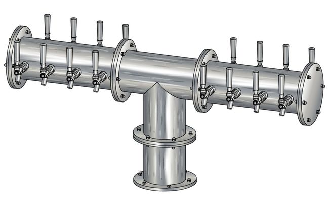 12 TAP BRUSHED SS 6" Dia.(6+6)DBL SERV. EAGLE "T" TOWER GC