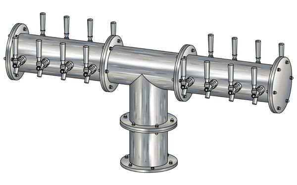 12 TAP BRUSHED SS 6" Dia.(6+6)DBL SERV. EAGLE "T" TOWER GC