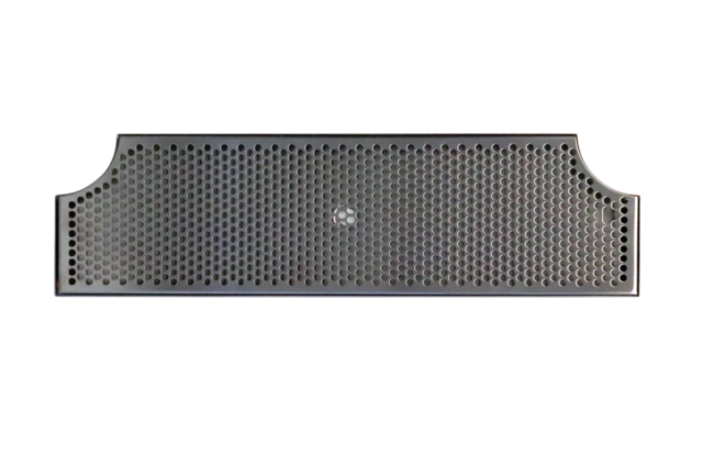 28" x 8"-2 x 6" DIA CUT-OUTS BRUSHED SS DRIP TRAY WITH DRAIN