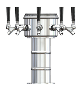 5 TAP POLISHED SS MINI MUSHROOM TOWER GLYCOL COOLED