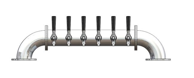 6 TAP 3" DIA. POLISHED SS LOW BRIDGE TOWER AIR COOLED