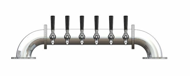 6 TAP 3" DIA. POLISHED SS LOW BRIDGE TOWER AIR COOLED