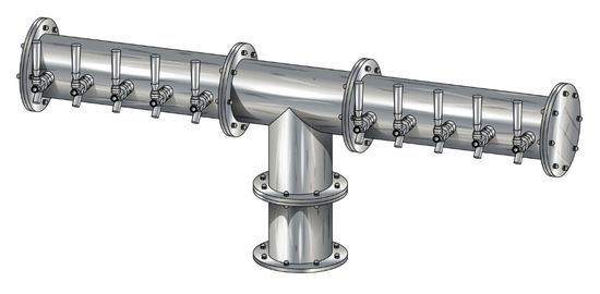 10 TAP BRUSHED SS 6" Dia. EAGLE "T" TOWER GLYCOL COOLED