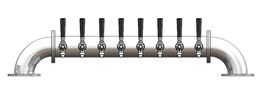 8 TAP POLISHED SS LOW BRIDGE TOWER GLYCOL COOLED
