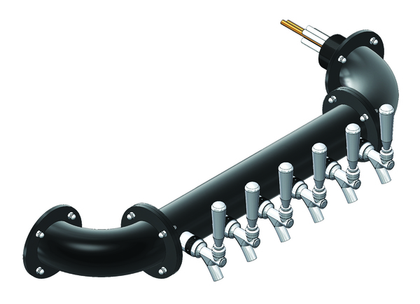 6 TAP(3"OC) MATTE BLACK WALL MT. RAIL TOWER GLYCOL COOLED