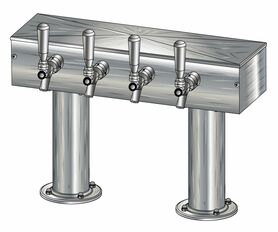 4 TAP BRUSHED SS[3"D]12"CTR DBL PED T-TOWER AIR COOLED