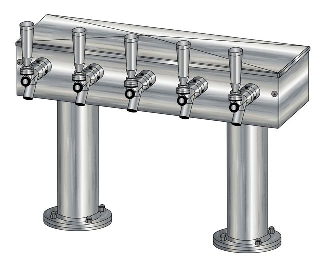 5 TAP BRUSHED SS[3"D]12"CTR DBL PED T-TOWER AIR COOLED