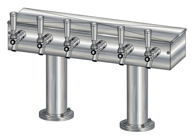 6 TAP BRUSHED SS[3"D]12"CTR DBL PED T-TOWER AIR COOLED