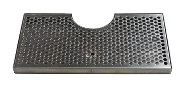 14" x 8"(6"c/o) BRUSHED SS DRIP TRAY WITH DRAIN