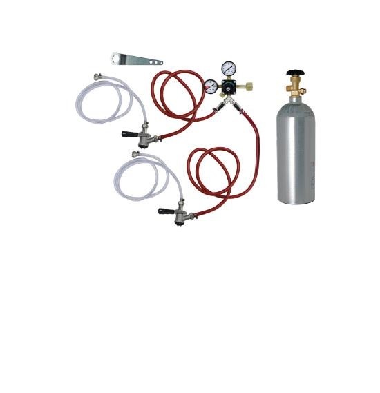 2T KEGERATOR CO2 TAP KIT W/ "D" COUPLERS & TANK