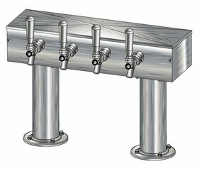 4 TAP BRUSHED SS[3"D]13"CTR DBL PED T-TOWER AIR COOLED