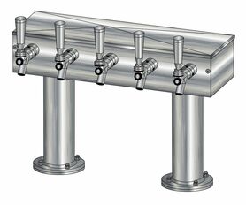 5 TAP BRUSHED SS[3"D]13"CTR DBL PED T-TOWER AIR COOLED