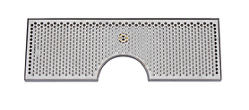 30" x 8"- 6" DIA CUT-OUT BRUSHED SS DRIP TRAY WITH DRAIN