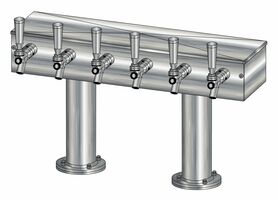 6 TAP BRUSHED SS[3"D]13"CTR DBL PED T-TOWER AIR COOLED