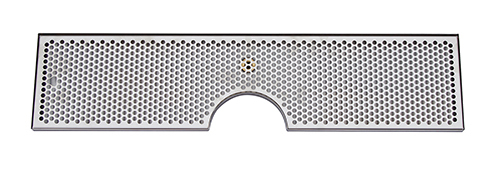 36" x 8"- 6" DIA CUT-OUT BRUSHED SS DRIP TRAY WITH DRAIN