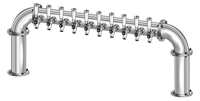 10 TAP 3" DIA. POLISHED SS BRIDGE TOWER GLYCOL COOLED