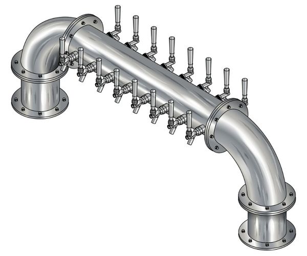 16 TAP BRUSHED SS 6" Dia(8+8) DBL SERV GOLDEN GATE TOWER CLD