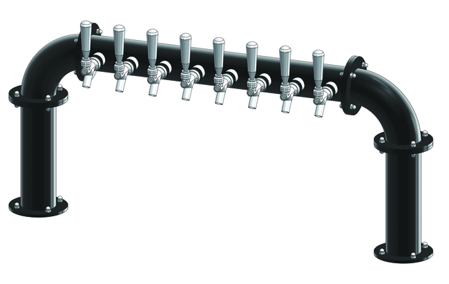 8 TAP(3"OC) MATTE BLACK/PVD BRIDGE TOWER GLYCOL COOLED