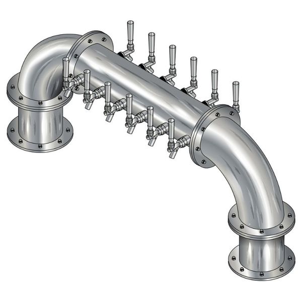 12 TAP BRUSHED SS 6" Dia.(6+6)DBL SERV GOLDEN GATE TOWER CLD