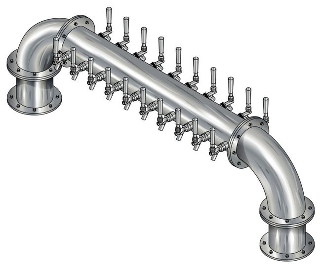 20 TAP BRUSHED SS 6"Dia(10+10) DBL SERV GOLDEN GATE TWR CLD