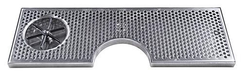 34" x 8"- 6" DIA CUT-OUT BRUSHED SS SPRAY DRIP TRAY