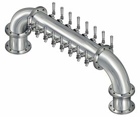 16 TAP BRUSHED SS 6" Dia(8+8) DBL SERV GOLDEN GATE TOWER CLD