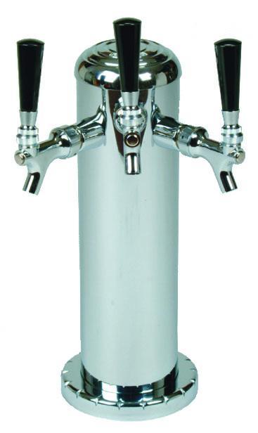 3 TAP POLISHED SS 4" DIA. COLUMN TOWER GLYCOL COOLED