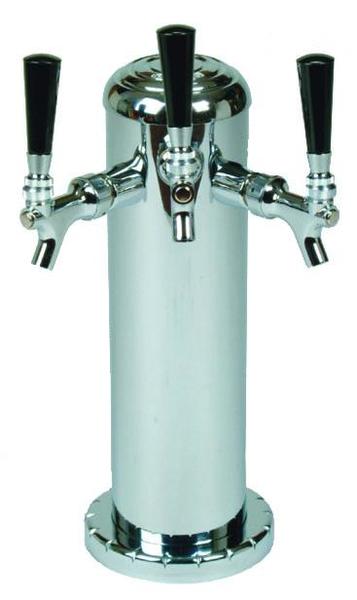 3 TAP POLISHED SS 4" DIA. COLUMN TOWER GLYCOL COOLED