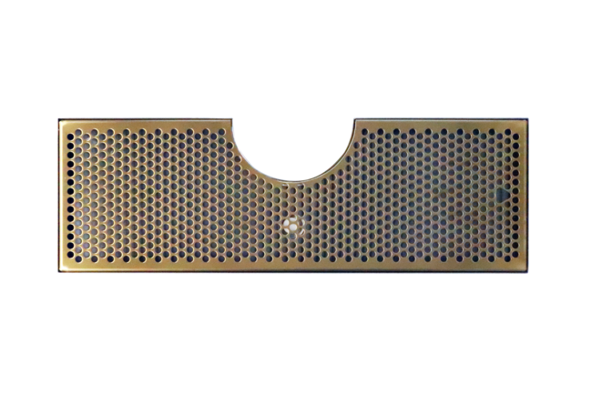 24" x 8" (6"c/o) ALL PVD BRASS DRIP TRAY WITH DRAIN