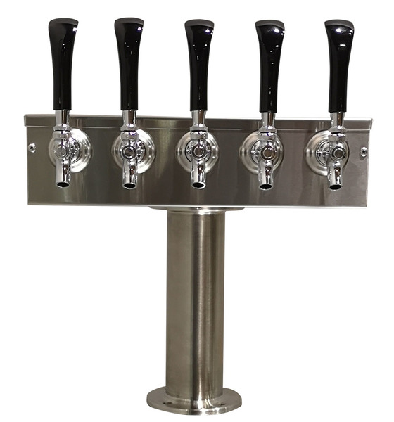 5 TAP BRUSHED SS 3" DIA. PEDESTAL "T" TOWER AIR COOLED