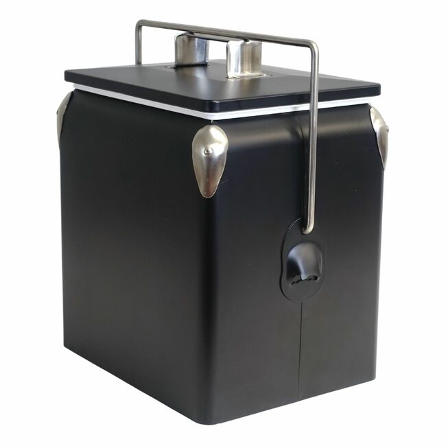 BRANDED 13L BLACK RETRO METAL COOLER W/HANDLE & OPENER