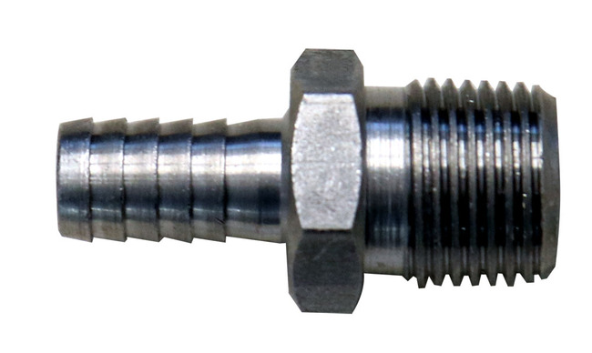 SS 3/8" NPT x 3/8" BARB FITTING