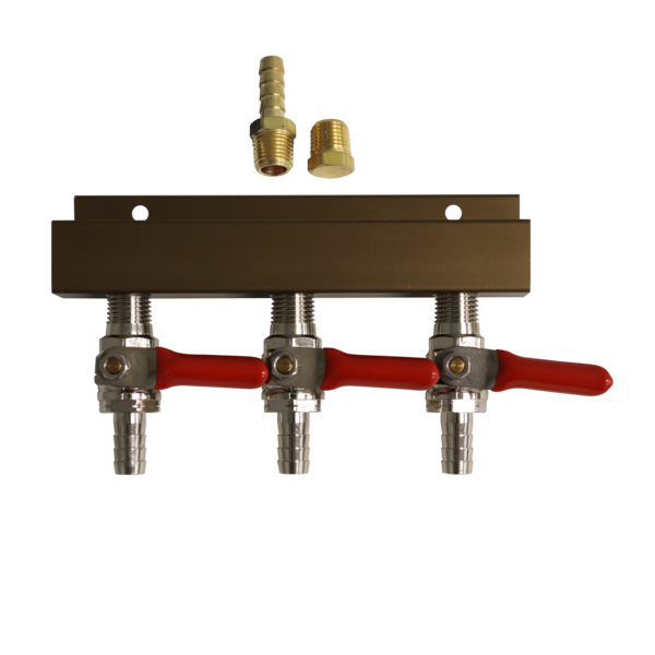 3 WAY GAS DISTRIBUTOR-3/8" BARB INLET