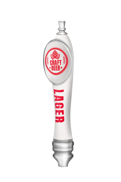 BR-2S 4CP VINYL WHT LG-PUB W/SHIELD (CHR) TAP HANDLE