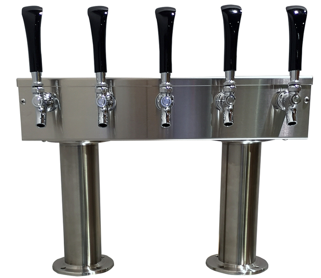 5 TAP BRUSHED SS[3"D]13"CTR DBL PED T-TOWER AIR COOLED