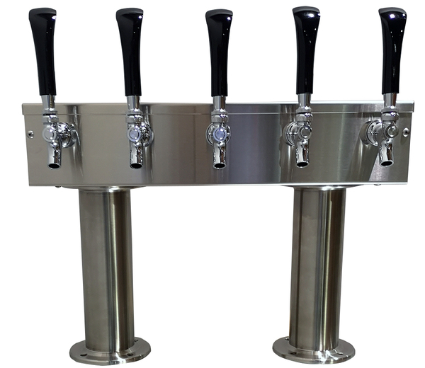 5 TAP BRUSHED SS[3"D]13"CTR DBL PED T-TOWER AIR COOLED