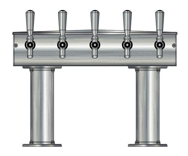 5 TAP BRUSHED SS[3"D]13"CTR DBL PED T-TOWER AIR COOLED