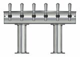 6 TAP BRUSHED SS[3"D]12"CTR DBL PED T-TOWER AIR COOLED