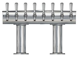 8 TAP BRUSHED SS[3"D]12"CTR DBL PED T-TOWER AIR COOLED