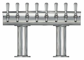 8 TAP BRUSHED SS[3"D]12"CTR DBL PED T-TOWER AIR COOLED