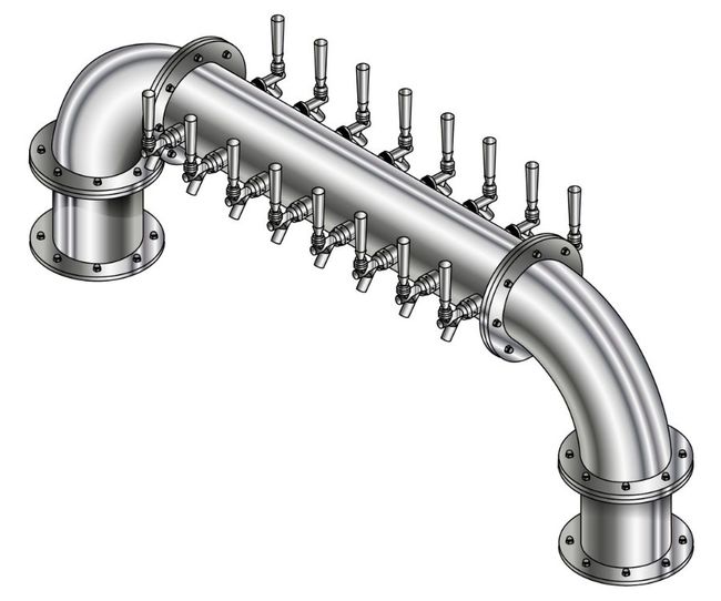 16 TAP POLISHED SS 6"Dia(8+8) DBL SERV GOLDEN GATE TOWER CLD