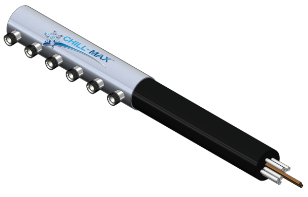 6 TAP(4"OC)4"DIA PIPE-SIDE EXIT CARTRIDGE-GLYCOL COOLED