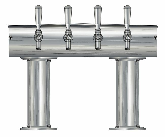 4 TAP BRUSHED SS[3"D]12"CTR DBL PED T-TOWER AIR COOLED