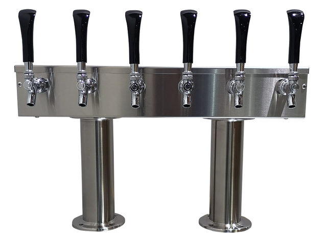 6 TAP BRUSHED SS[3"D]13"CTR DBL PED T-TOWER AIR COOLED