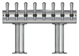 8 TAP BRUSHED SS[3"D]13"CTR DBL PED T-TOWER AIR COOLED