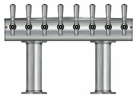 8 TAP BRUSHED SS[3"D]13"CTR DBL PED T-TOWER AIR COOLED