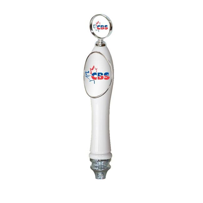 WHT LG-PUB W/SHIELD & ROUND FINIAL (CHR) TAP HANDLE