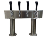 4 TAP BRUSHED SS[3"D]12"CTR DBL PED T-TOWER AIR COOLED